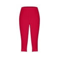 thumbnail image 5 of Yoga Capri Pants for Women, 2PCWomen's Summer High Waisted Solid Color Capris Matching Slim Fitting Yoga Gym Pants(Red,L), 5 of 6