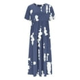 thumbnail image 5 of LOVZFMLL Summer Dresses for Women Short Sleeve A-Line Maxi Dresses Casual Floral Boho T-Shirt Dresses Flowy Beach Sundresses with Pockets Navy F M, 5 of 5