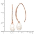 thumbnail image 2 of 925 Sterling Silver Rose-tone 7-8mm Freshwater Cultured Pearl and Cubic Zirconia Threader Earrings 36.6mm long Stud Earr, 2 of 2
