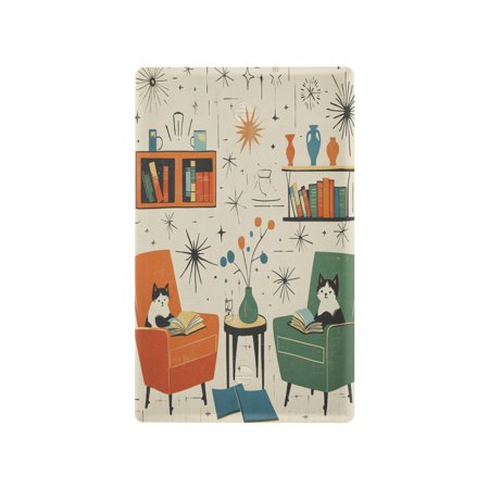 Yayeee Blank Wall Plate Cover 1-Gang 4.5"x2.7" Home Unused Decorative Outlet, Beige Cats Reading