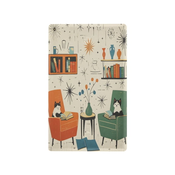 Yayeee Blank Wall Plate Cover 1-Gang 4.5"x2.7" Home Unused Decorative Outlet, Beige Cats Reading