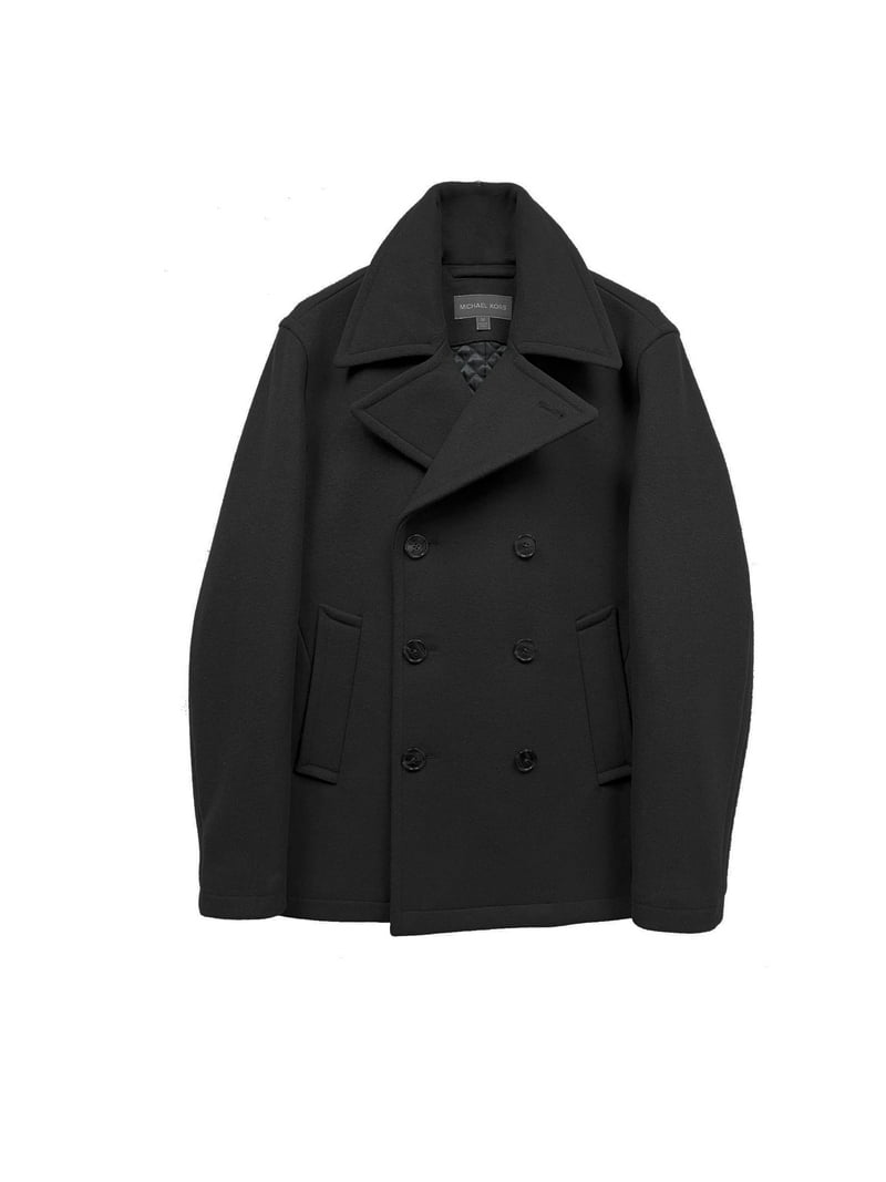 Michael Kors Men's Double Breasted Wool Peacoat, Black XL