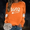 thumbnail image 2 of Halloween Sweatshirt for Women Hoodless Sweatshirt for Comfort and Casual Fall Winter Style Wardrobe for Stylish Daily Wear Orange L, 2 of 5