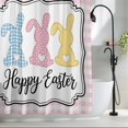 thumbnail image 2 of Colorful Rabbits Shower Curtain Set, Waterproof Shower Curtains for Bathroom, Happy Easter Cartoon Animal Pink Plaid Washable Fabric Cloth Bath Curtain for Bathtub Decoration with Hooks 60x72 Inches, 2 of 9