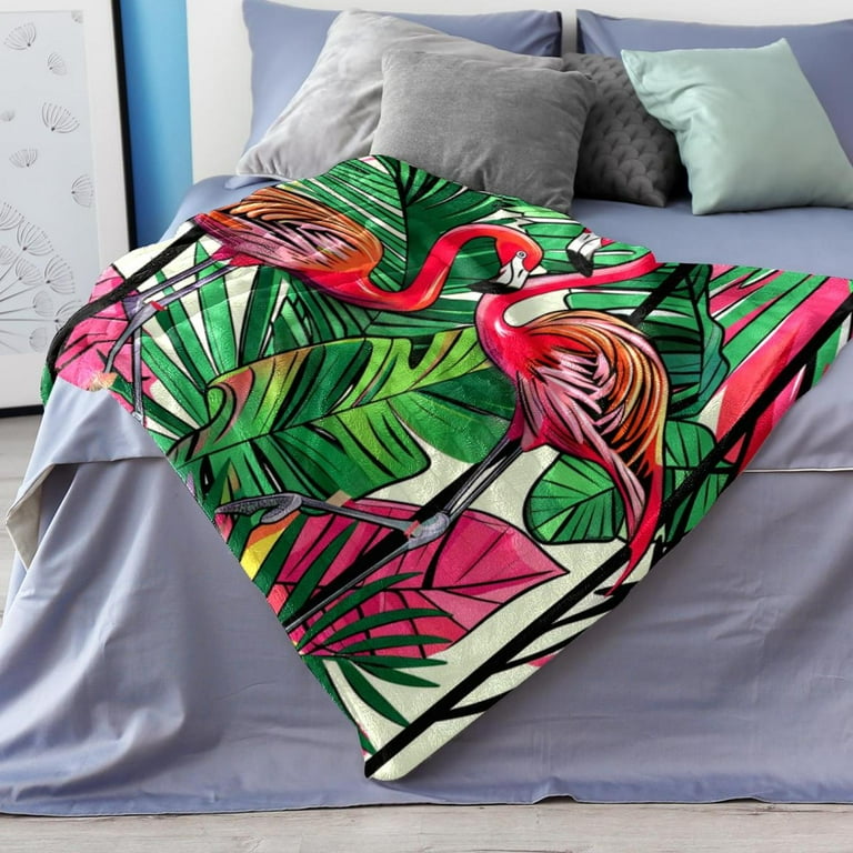 Blankets Throws Throw Blankets for Bed Couch Throw Blanket Palm Leaf Flamingo Tropical Modern Plaid Throw Blanket for Bed Walmart