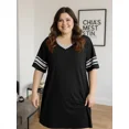 thumbnail image 3 of MINTREUS Women's Plus Size Nightgown Short Sleeve Nightshirt V Neck Sleep Shirt Loose Loungewear Casual Sleepwear 1X-5X, 3 of 10