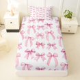 thumbnail image 3 of Erosebridal Cute Pink Bow Kids Twin Sheet Sets,Kawaii Coquette Bowtie Bedding For Bowknot Lover 3 Pieces, 3 of 6