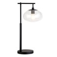 thumbnail image 2 of HomeRoots 524391 25 in. Metal Arched Table Lamp with Clear Seeded Globe Shade, Black, 2 of 5