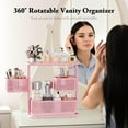 thumbnail image 3 of 3 Tier Bathroom Organizer Countertop, Multi-Purpose Makeup Organizer, Rotating Desktop Skincare Organizer, Vanity Tray Standing Rack for Bathroom, Pink, 3 of 18