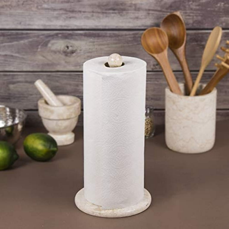 Sea Stones Helping Hand Standing Granite Paper Towel Holder - Easy to Use One-Handed Tear - Modern Kitchen Design - Made in USA
