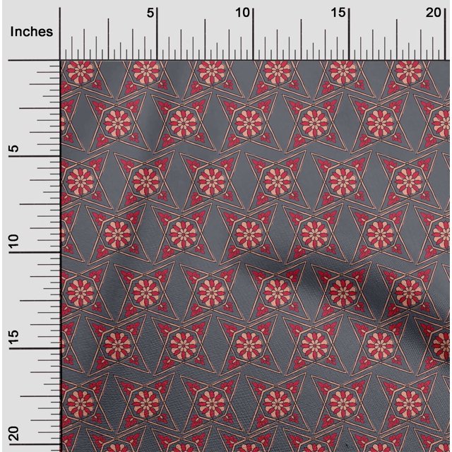 oneOone Organic Cotton Voile Fabric Floral Block Print Fabric BTY 42 Inch Wide