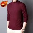 thumbnail image 3 of Suéter de punto liso de color rojo para hombre, jersey de cuello en V para hombre, de algodón, talla grande, prendas de punto ajustadas, diseñador de lujo, 3 of 5