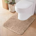 thumbnail image 2 of Clearance! Microfiber Toilet Bath Mat U-Shaped Contour Shaggy Rugs Non Slip Extra Thick Soft Absorbent Water for Bathroom Commode Machine Washable(20x20 Inch) D, 2 of 5