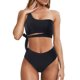 thumbnail image 1 of Trajes de baño de dos piezas de corte alto con lazo de bikini de talle alto de un hombro para mujer (XL) JFHHH pequeña, 1 of 5