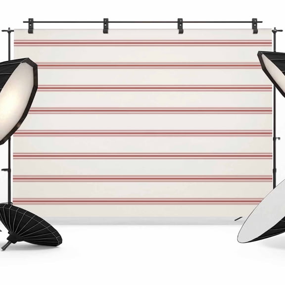 Red Striped Backdrop for Photography, Fabric Photo Background Backdrop, Rustic Red Stripe Modern Art Beige Photo Booth Background for Portrait Photoshoot Video Wedding Studio Decoration Banner 10x8ft