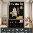 thumbnail image 6 of OXYLIFE Hall Tree and Shoe Storage Bench with 6 Cube and 4 Hooks, Black, 6 of 14