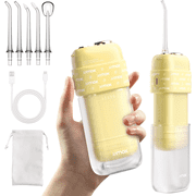 Water Flosser for Teeth, cordless 200 ML Portable Electric Flossing Cleaner, Yellow