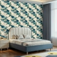 thumbnail image 2 of Peel and Stick Wallpaper Contact Paper Sea Turtles Swimming Amidst Waves Gold Accents Blue Ocean Design Self Adhesive and Removable 17.7in x 118in, 2 of 8