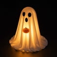 thumbnail image 4 of MYUNNIL Cute Light up Ghost Ornament, 19" White Fall Warm LED Fabric Ghost Tabletop Decoration with Plush Pumpkin, Reusable Luminous Seasonal Decor for Home Mantel Shelf Party, 4 of 6