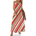 thumbnail image 1 of Vestido sin mangas con rayas de bastón de caramelo en rojo, verde y blanco, vestidos de verano para mujer 2024, vestidos de lujo, 1 of 7