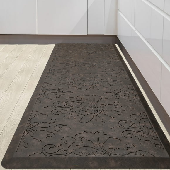 MeyJey Anti Fatigue Kitchen Mat, 20"x60" Non-Slip Waterproof Cushioned Runner Rug, Brown