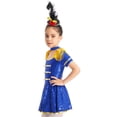 thumbnail image 5 of iiniim Girls Shiny Sequins Marching Band Uniform Leotard Dress for Party Performance A Royal Blue 6, 5 of 7