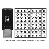 Printtoo Personalized Flowers Theme Icons Rubber Stamp Self Inking Stamper 12 mm-Red