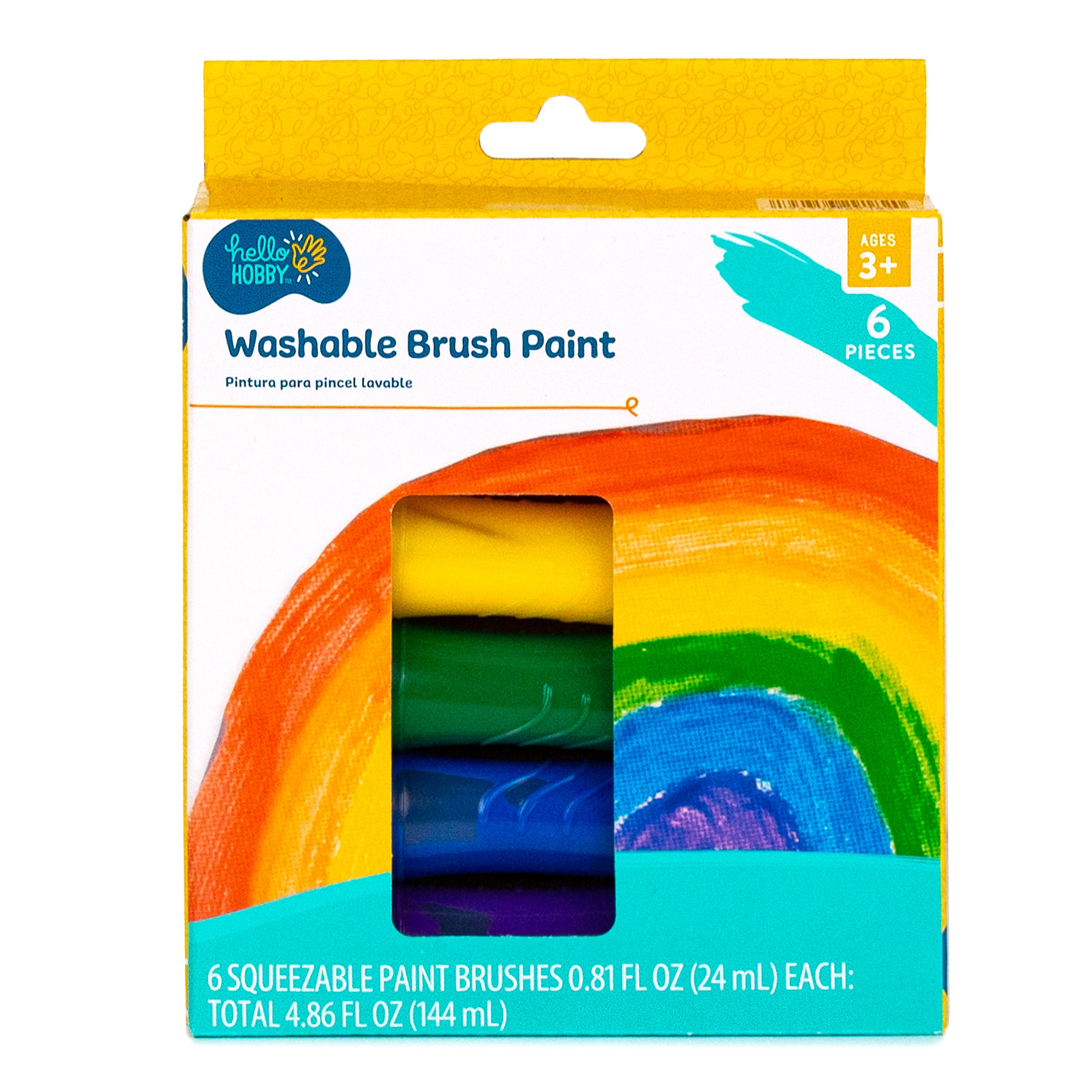 (2 pack) Hello Hobby Washable Squeezable Paintbrushes, 6-Pk
