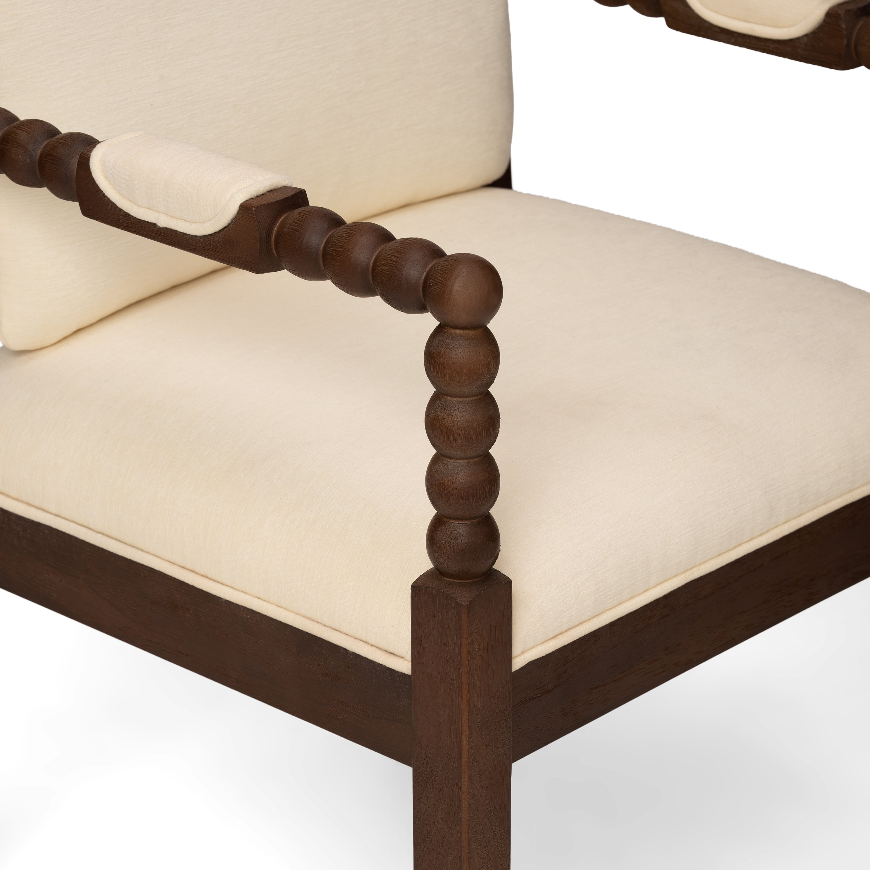Garitin Dining Chair Set of 2 and Rubber Wood Side Chairs, Fabric Upholstered Seating with Ergonomic Backrest for Kitchen and Dining Room, Walnut