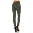 thumbnail image 4 of Auliné Collection Womens Solid Slim Fit Color Skinny Stretchy Ponte Pants Olive S, 4 of 4