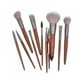 thumbnail image 2 of Juego de 11 brochas de maquillaje + bolsa de Pu marrón, cepillo de ojos con mango de sándalo de caoba de imitación, herramienta de maquillaje de belleza 3d Feliz Sencillez, 2 of 5