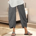 thumbnail image 4 of Capri Pants for Women,Women's Vintage Wide Leg Pants Striped Harem Pants Summer Elastic Waist Capris Casual Lightweight Baggy Cropped Pants, 4 of 6
