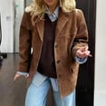 thumbnail image 2 of Simua Womens Suede Jacket Fall Winter Fashion Casual Oversized Faux Leather Blazer Jacket Trench Coat, 2 of 4