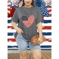 thumbnail image 3 of XCHQRTI American Stars Stripes Women Plus Size Tshirt 4th of July Patriotic Tee Short Sleeve 2x-5x, 3 of 7
