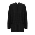 thumbnail image 5 of Wyobmus Womens Long Cardigan Sweaters Plus Size Knit Cardigan Solid Loose Long Sleeves Cable Knit Blouse Cardigan Coat Black, 5 of 6