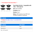 thumbnail image 2 of Front Brake Pad Set - Compatible with 1996 - 1999 Audi A4 1997 1998, 2 of 2