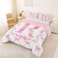 thumbnail image 2 of Erosebridal Girls Bowknot Personalized Queen Comforter Set,Pink Alphabet R Print Bedding Comforter Set For Kids,Reversible pink,3 Pieces, 2 of 7