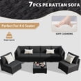 thumbnail image 5 of KIGOTY 7 Piece Outdoor Patio Furniture, Wicker Rattan Outdoor Conversation Set Sectional Sofas for Backyard, Garden, Black-Black, 5 of 7