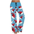 thumbnail image 2 of Roncen Women's Christmas Print Straight Leg Pants - Loose Fit Casual Trousers with Fashionable Drawstring Waist & Elastic Cuffs, 2 of 6