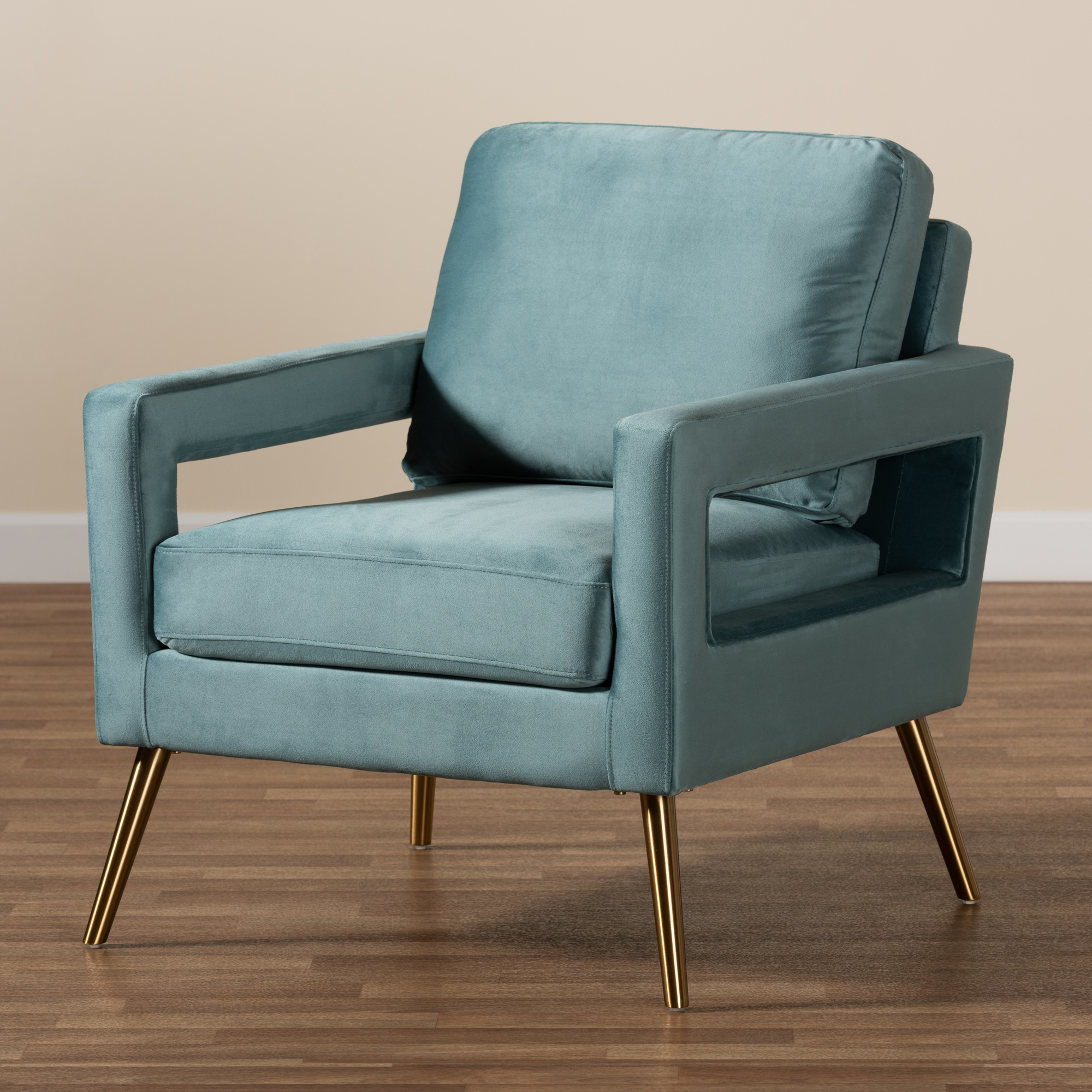 Baxton Studio Leland Club Chair, Light Blue