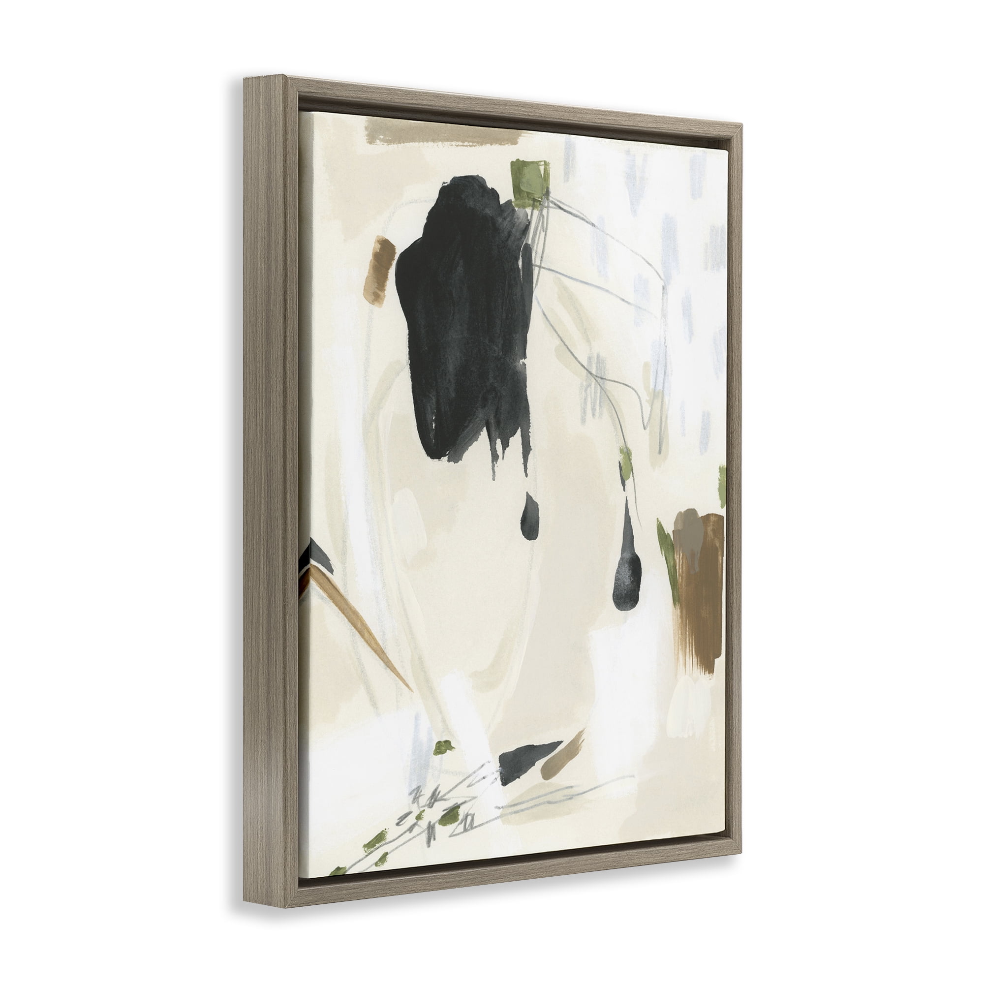 Stupell Industries Subtle Abstract Painting Abstract Painting Brown Floater Framed Canvas Art Print Wall Art, 25 x 31