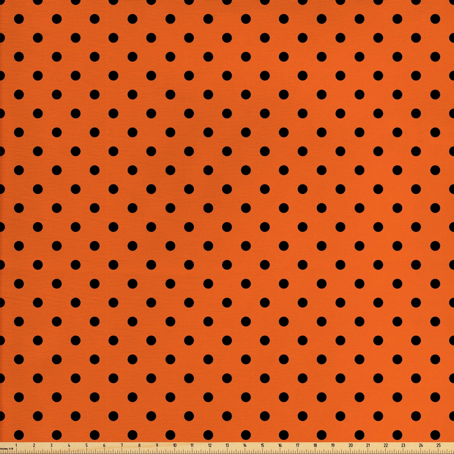 Orange Fabric by The Yard, Vintage Retro Design Little Black Polka Dots with Orange Backdrop
