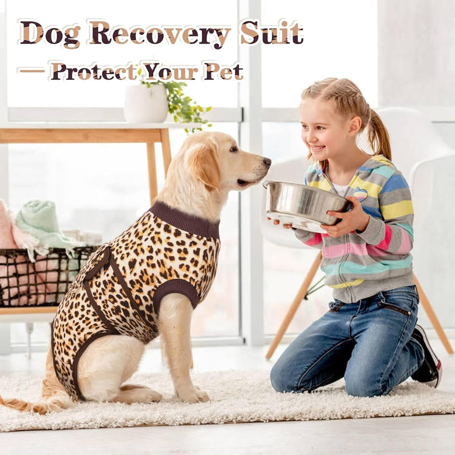 Kuoser Dog Surgical Recovery Suit, Recovery Suit for Female Male Dogs after Surgery, Brown, XL