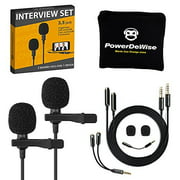 2 Lavalier Lapel Microphones Set for Dual Interview - Dual Lav Clip-on Mic - Lavalier Microphone Set - Perfect as Blogging Vlogging Interview Microphone for iPhone Cameras Camcorders Recor