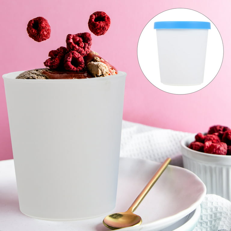 Round Ice Cream Container Freezer Ice Cream Tub Portable Ice Cream Container with Silicone Lid, Size: 14X12.7X9.8CM