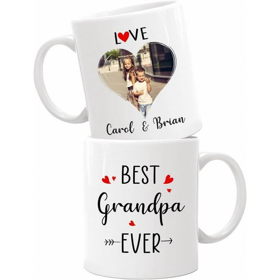 I Love My Grandpa Bear Ceramic Coffee Mug For Grandfather Grandad Papa Pop Poppy Fathers Day, Personalized Grandpa Bear Cup Gift, Papa Bear Coffee Cup, Customized Name / Text White Mugs 11 Oz 15 Oz