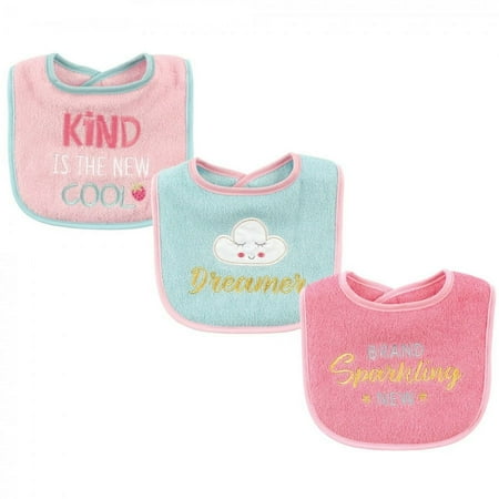 UPC: 0660168017274 | Luvable Friends Baby Girl Cotton Drooler Bibs with Fiber Filling 3pk Dreamer One Size