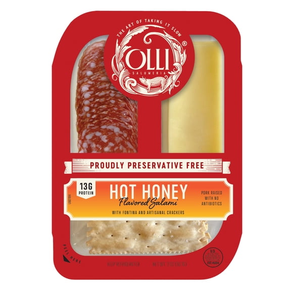 Olli Salumeria Hot Honey Salami, Fontina, and Artisanal Crackers Snack Pack