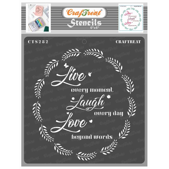 CrafTreat Live Laugh Love Stencil for Painting and Crafting - 6"x6"