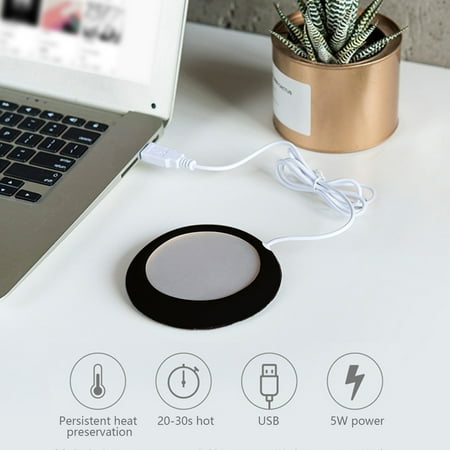 

USB metal constant temperature heating mug insulation coaster heating creative coaster cup warmer gift Coffee Mug Warmer for Desk (black)
